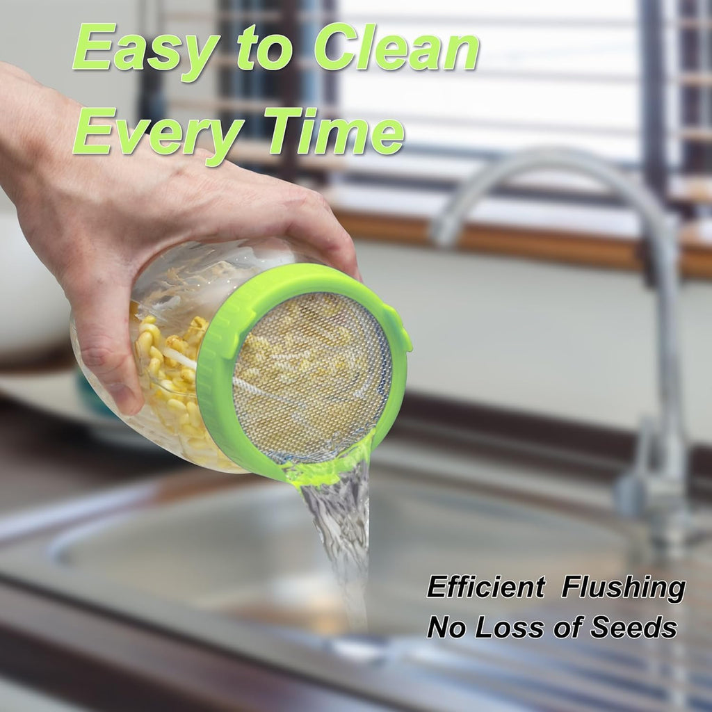  [Large Size] 68oz Sprouting Kit, 2 Sprouting Jar Kits, Wide Mouth Jars with Stainless Steel Screen Sprout Lid, 2000ml