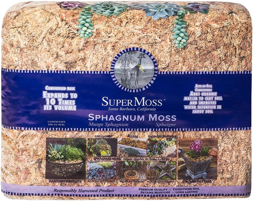 SuperMoss (22330) Orchid Sphagnum Moss Dried, Natural, 2.1lbs Small Bale