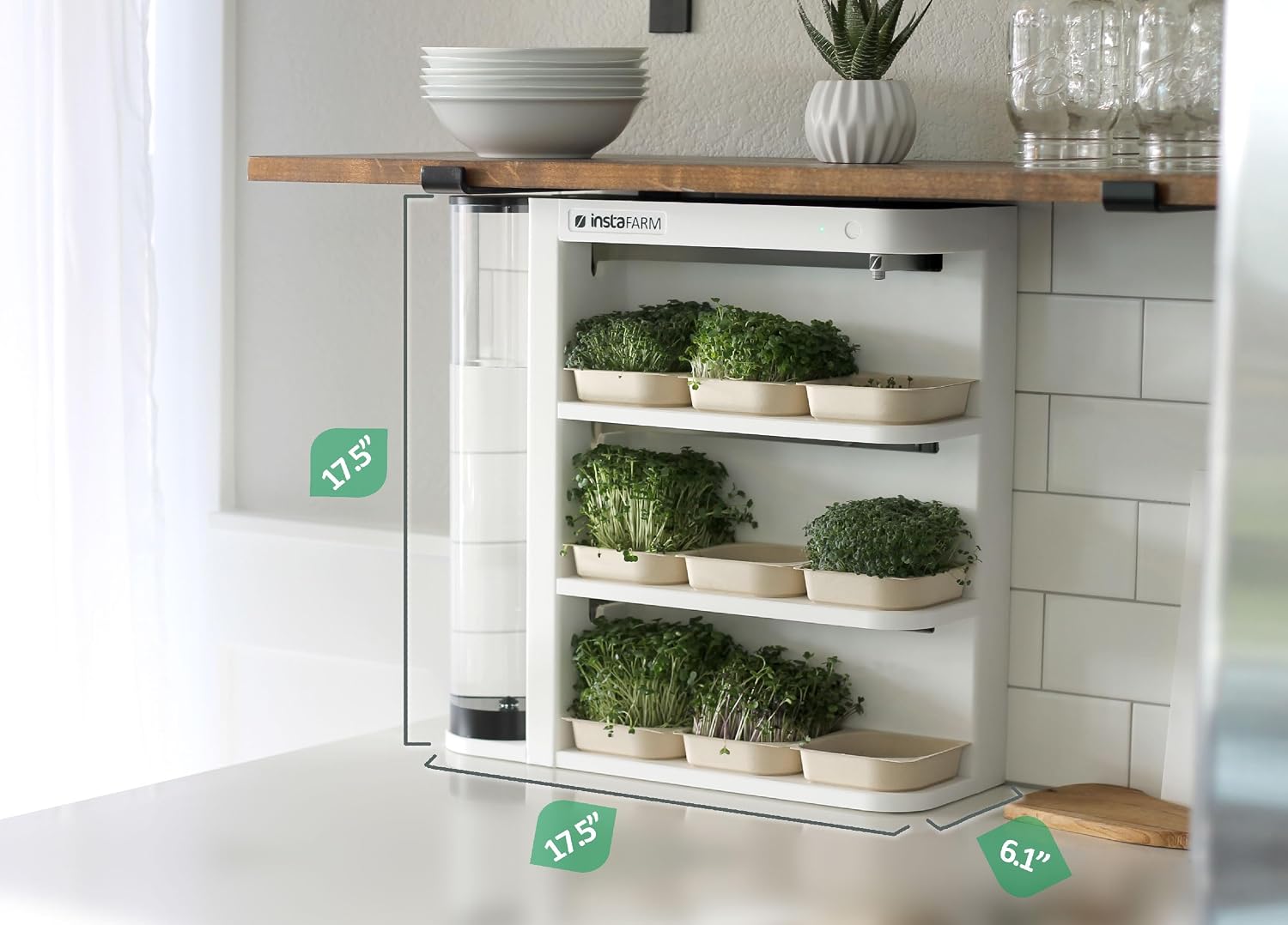 Indoor Garden, Fully Automated LED Growing Unit for Microgreens, Herbs, Leafy Greens, Organic Soil-Based, Low/No