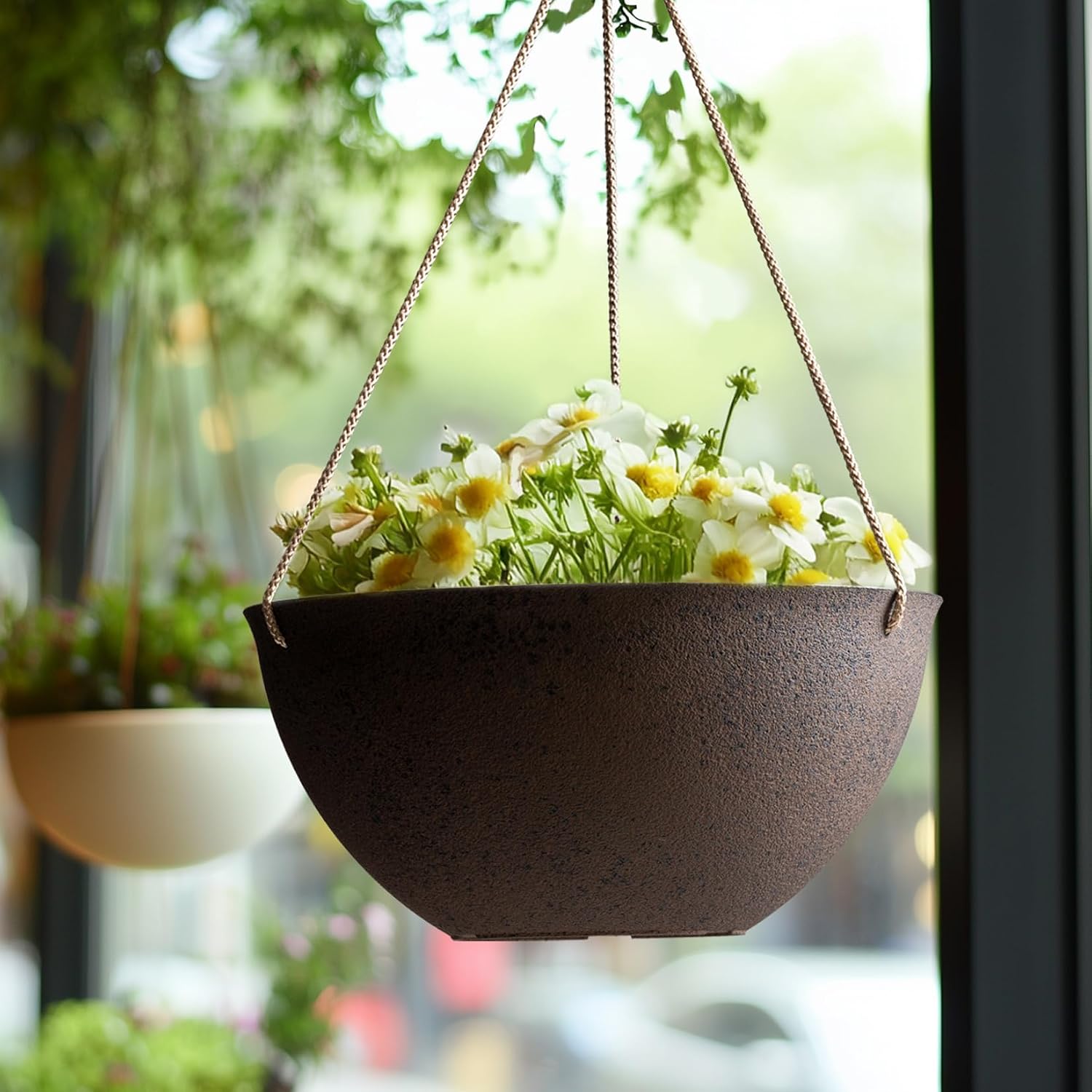 LA JOLIE MUSE Hanging Planter Baskets for Outdoor Plants, Set of 2, 13 Inch | Large Hanging Baskets with Drainage
