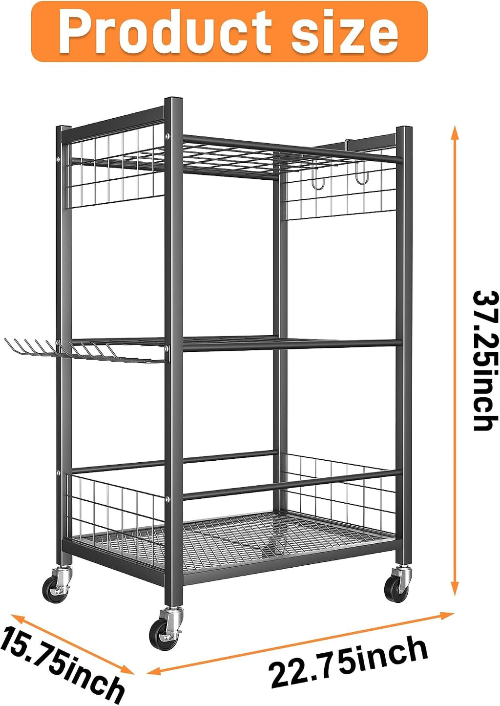 TORACK Garden Tool Stand with Wheels, Rakes Shovels Holder Yard Tools Organizer for Garage, Garden, Shed Indoor/Outdoor