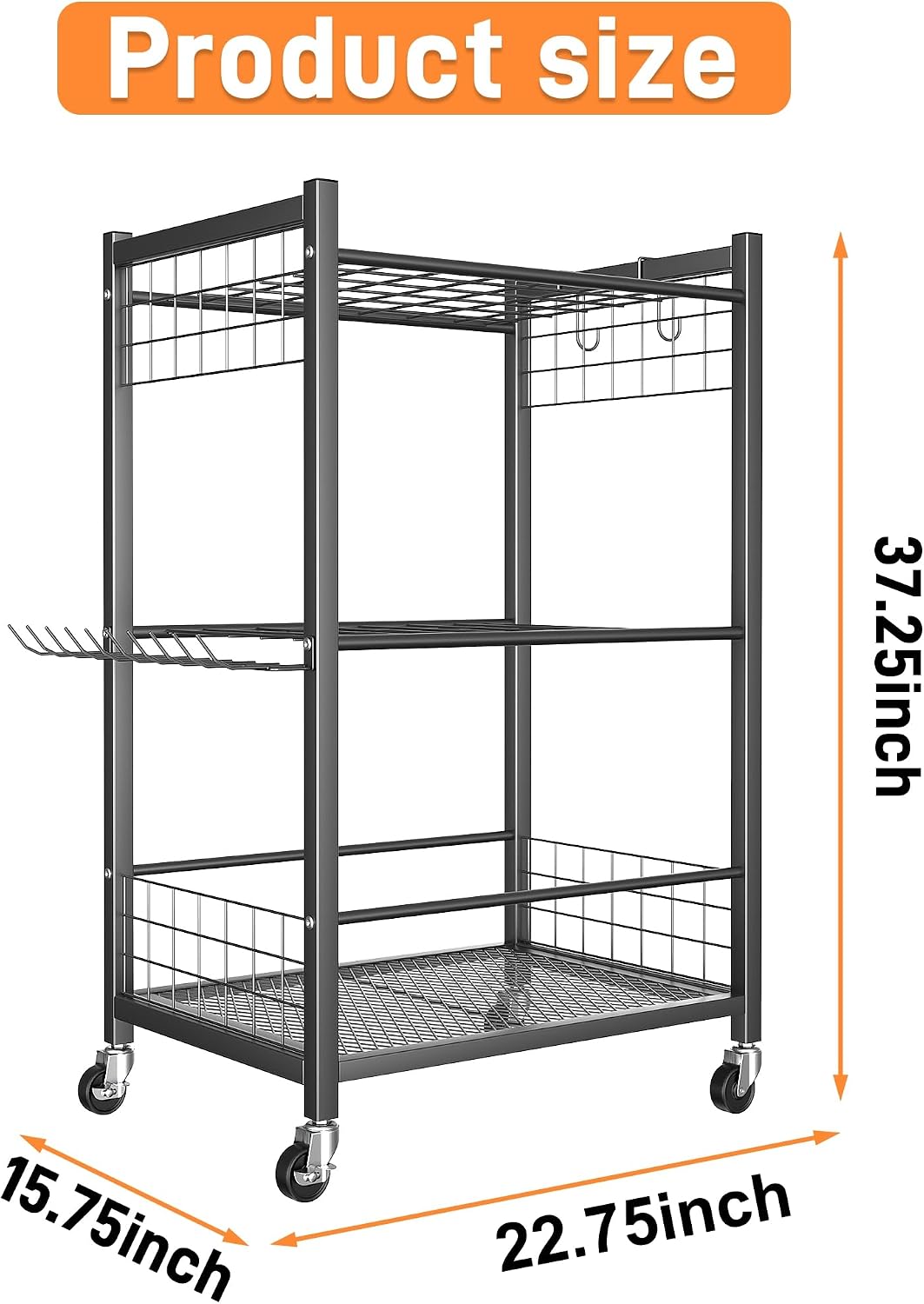 TORACK Garden Tool Stand with Wheels, Rakes Shovels Holder Yard Tools Organizer for Garage, Garden, Shed Indoor/Outdoor