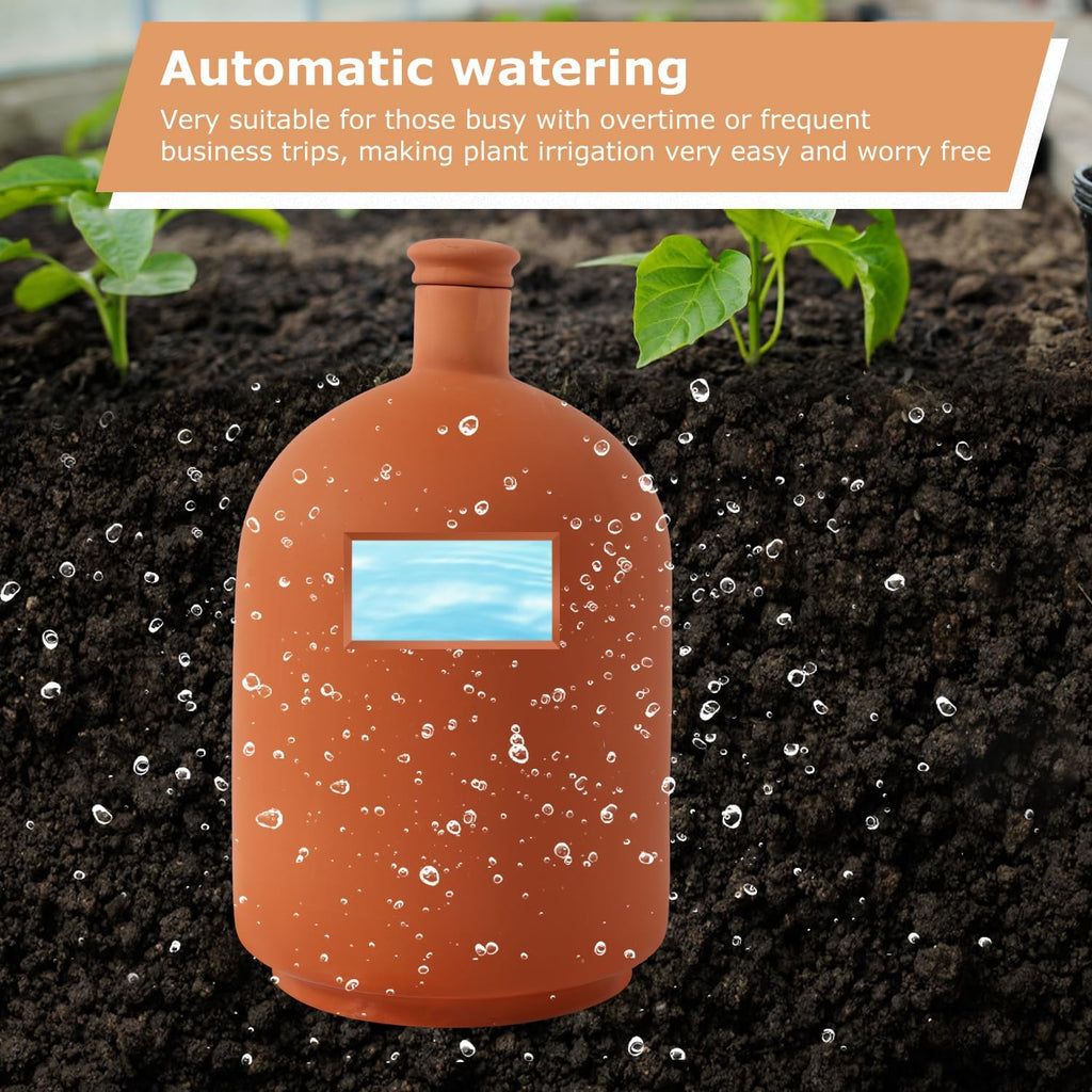 10*6in Ollas Clay Watering Pot with lid Terra Cotta Clay Irrigation Plant Watering Globes with Top Storage Pool Plant