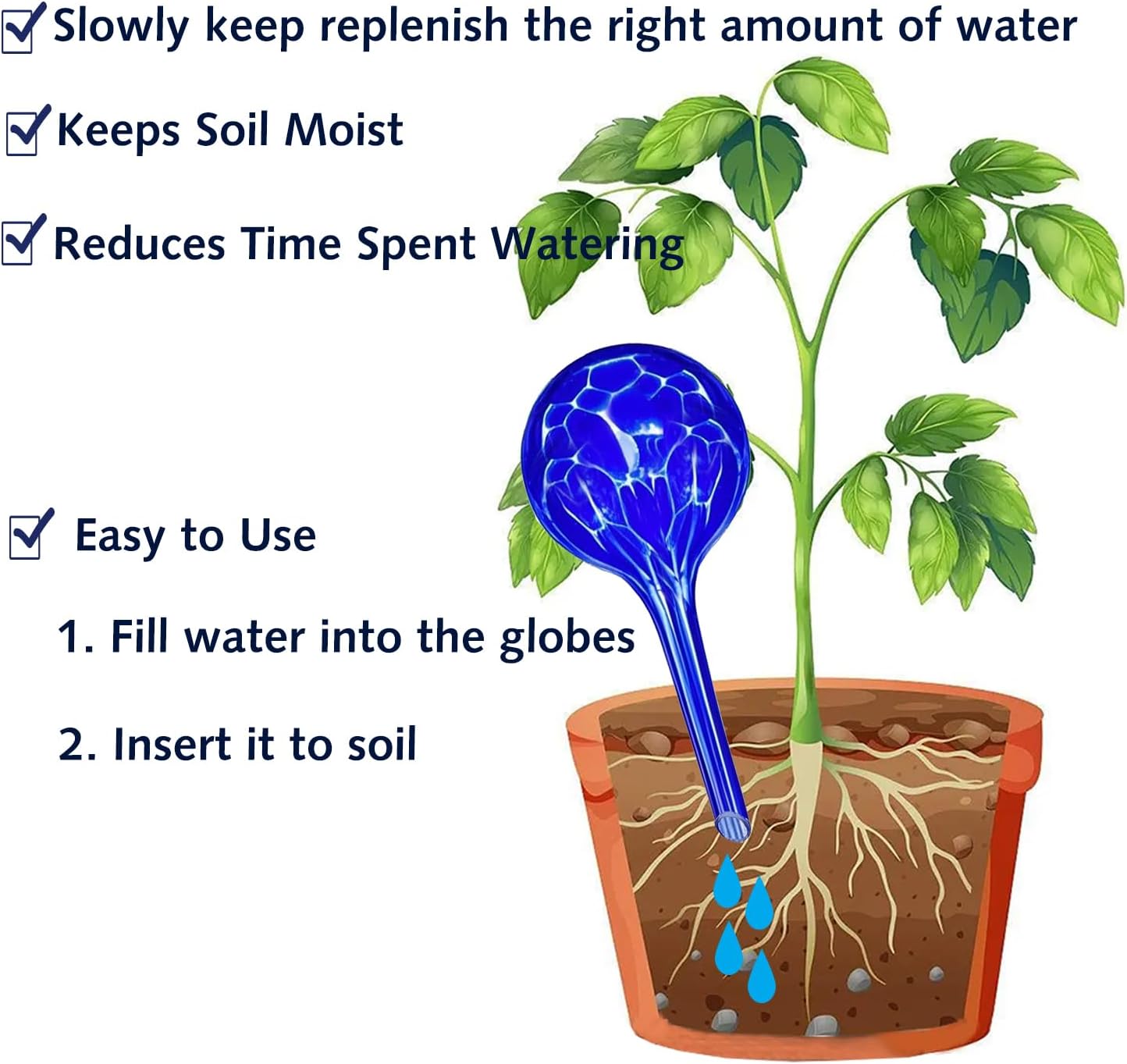 Plant Watering Globes - 6 Pack Colorful Glass Self Watering Bulbs for Plants, Automatic Plant Watering Devices for