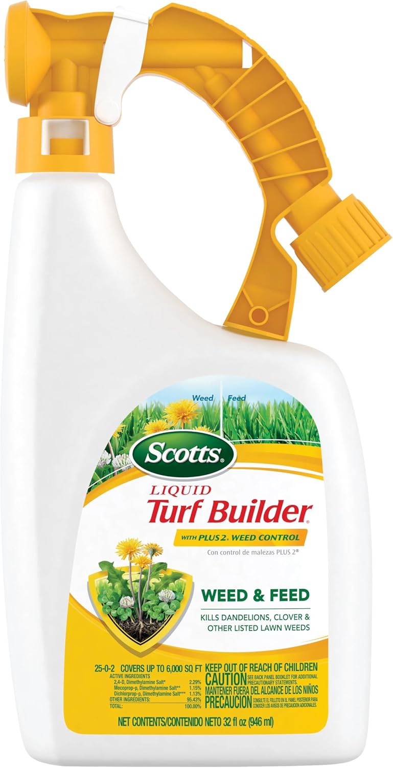 Scotts Liquid Turf Builder Lawn Care Bundle, 32 fl. oz. (3-Pack) | With 2 Turf Builder Lawn Food Bottles and 1 Turf