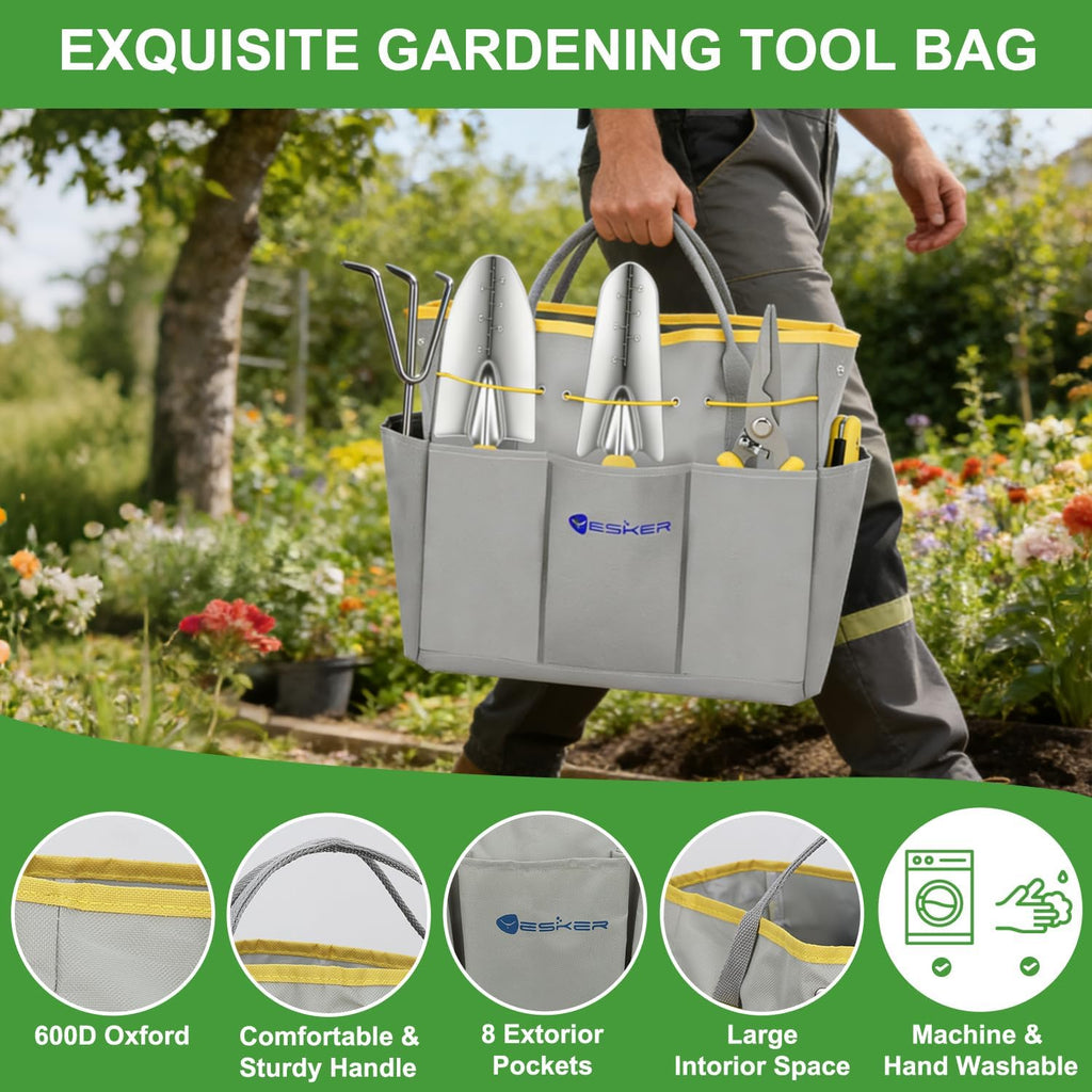 Yesker Gardening Tools 10-Piece Heavy Duty Garden Tool Set Gardening Supplies Gifts for Women Men Gardening Hand Tool