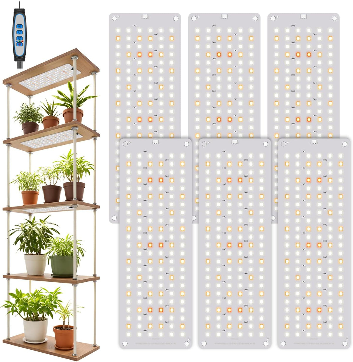 Garpsen Plant Light, 882 LEDs Full Spectrum 6000K Grow Light Panel, 6Panels