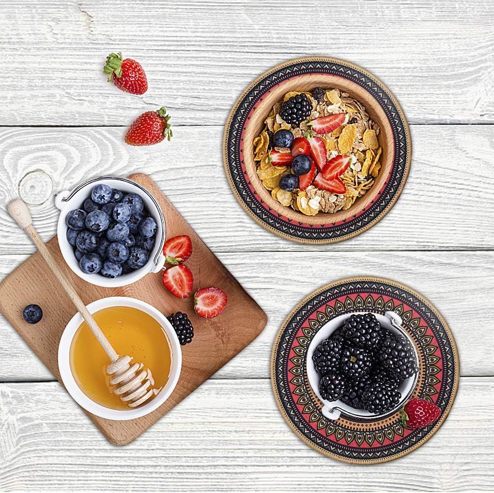 Boho Plant Pot Mat Absorbent Non Slip for Table Desk Floor 8.5" Set of 6
