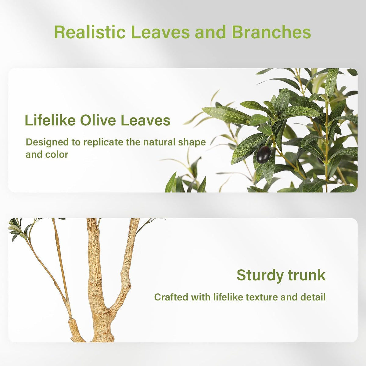 FEELEAD Olive Tree Artificial Indoor 6ft with Planter for Living Room Decor | Faux Olive Tree 6 Feet with Textured