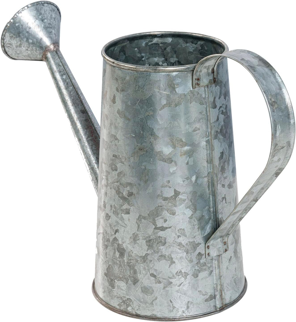 MyGift Vintage Galvanized Metal Watering Can Vases for Flowers, Set of 2 | Handcrafted in India, these vintage vases