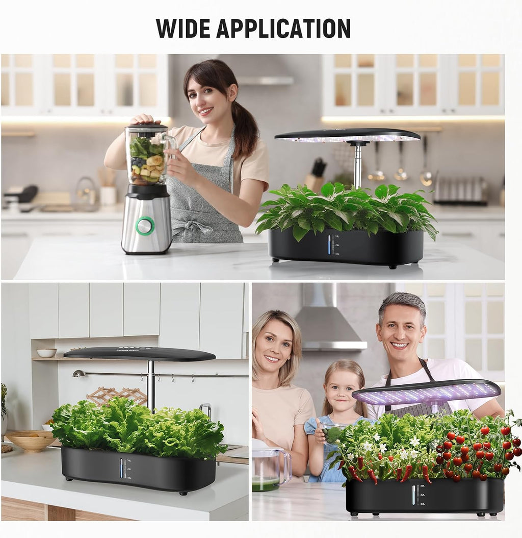NEEWER Basics Hydroponics Growing System Kit with LED Plant Light/3 Growing Modes/12 Pods/Timer/LCD/Smart Quiet Pump