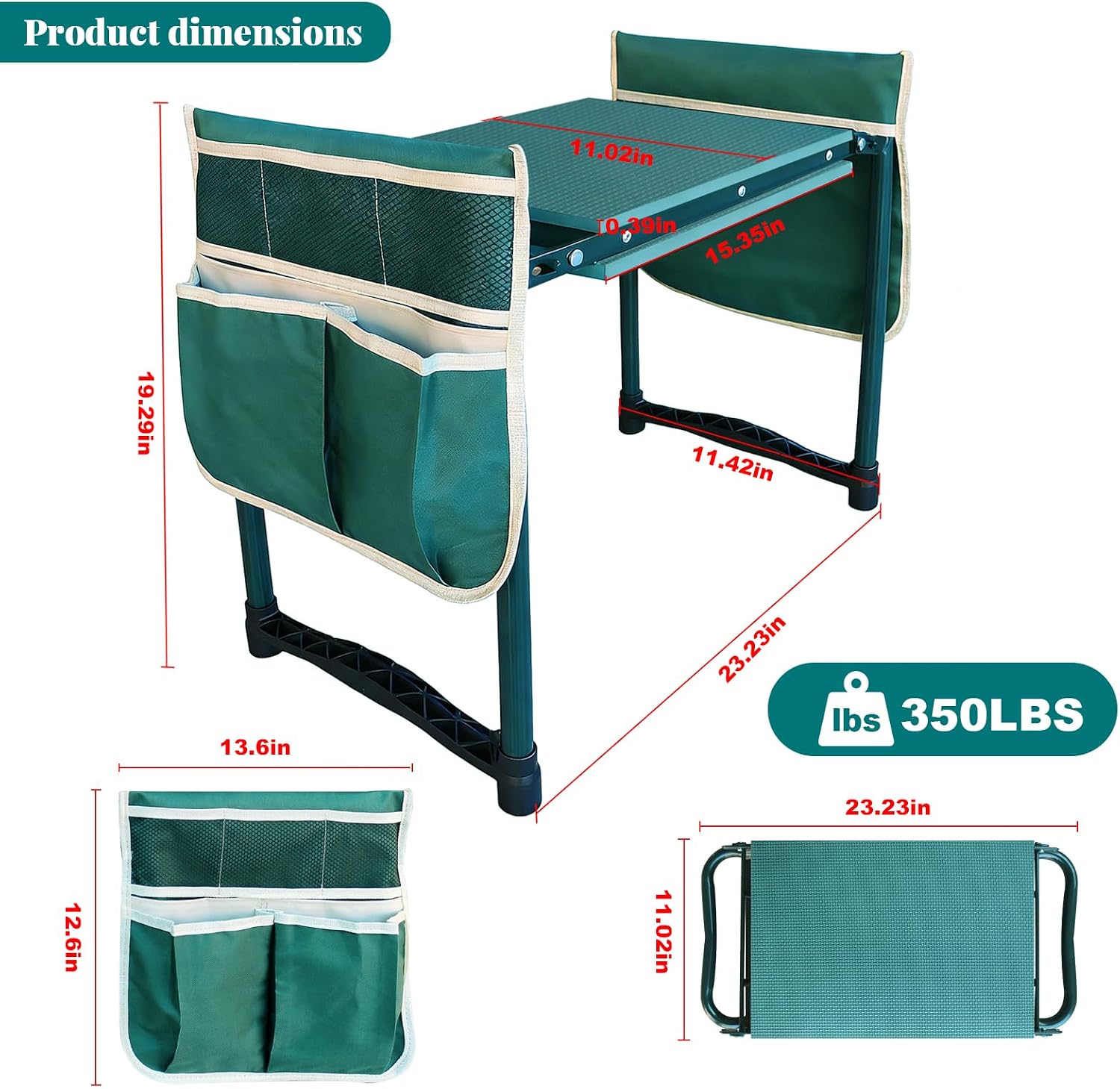 Garden Kneeler and Seat Gift for Women, Men, Seniors, Mom, Dad | Heavy-Duty with Two Tool Bag Extra-Wide 11.02"