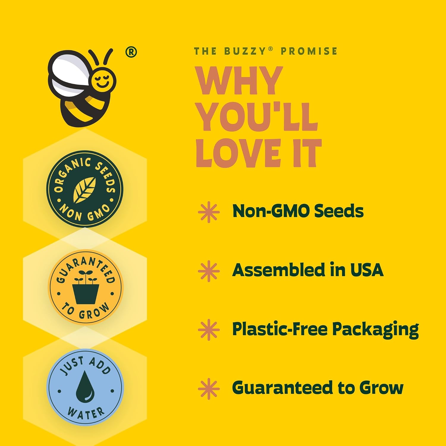 Buzzy Seeds Save the Bees Grow Kit 12-Pack - Eco-Friendly Pots - Complete Indoor/Outdoor Gardening Kit with Seeds