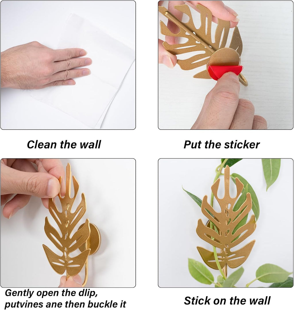 5Pcs Plant Hooks for Vines - Indoor Climbing Plants SupporWall Hooks | Cute leaf shape - Climber Plant Clips for Money