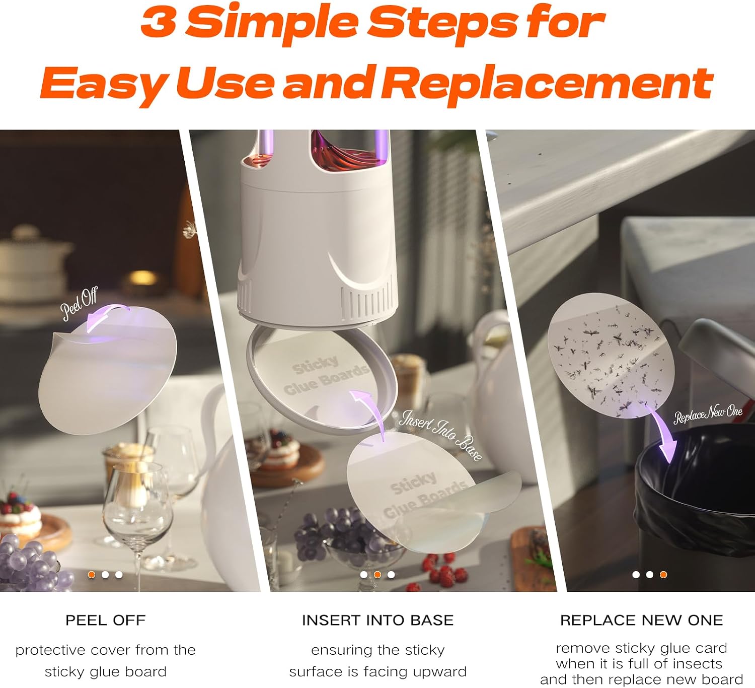 Fly Traps Indoor, Fruit Fly Trap for Home, Flying Insect Trap with Suction, Mosquito Traps Indoor & 10 Pcs Sticky Glue