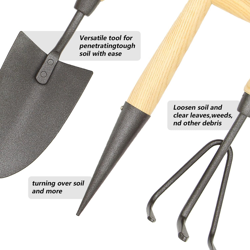 Japanese Gardening Tools Set, 6 Pcs Garden Tools Set, Black Painted Stainless Steel Heavy Duty Gardening Tools Kit