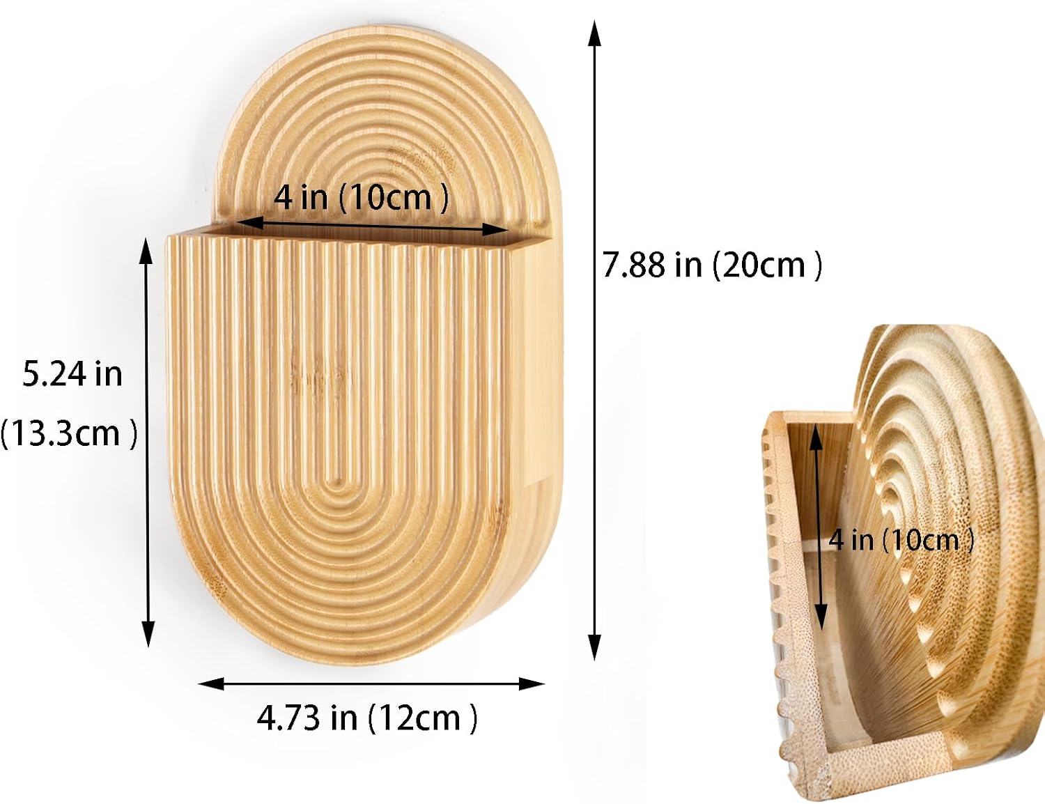 Wooden Wall Vase Set of 2, Bamboo Boho Wall Decor Planters Holder for Indoor Plants, for Entryway, Hallway, Bathroom