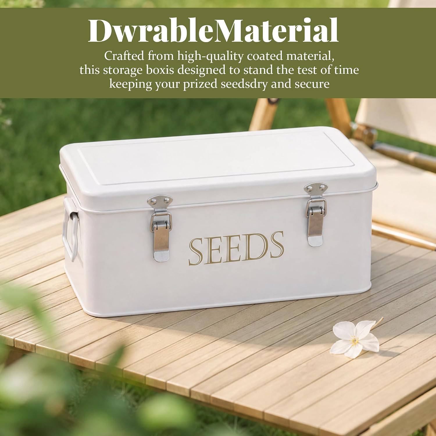 ECOPARK Seed Storage Box, Professional All-in-one Kit | with 2 Pens, 20 Plant Labels and 50 Seed Envelopes, Metal