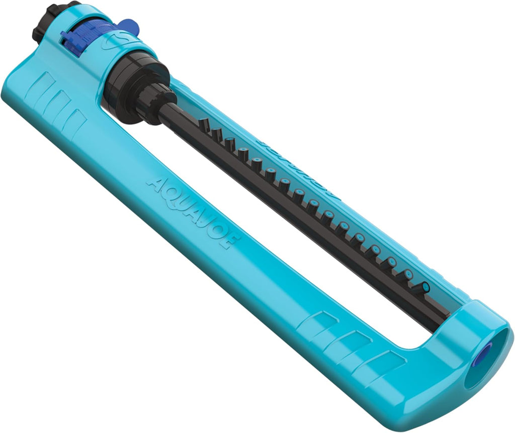 Aqua Joe Oscillating Sprinkler with Adjustable Spray, 16 Clog-Resistant Nozzles, Metal Base & 3600 Square Foot