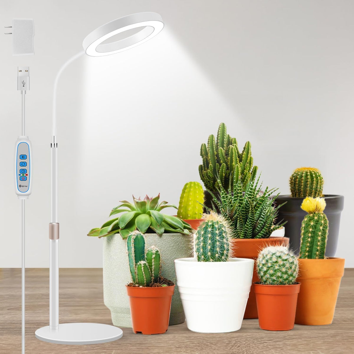 Aumtrly Desk Grow Light Full Spectrum with Base for Indoor Plants Growing
