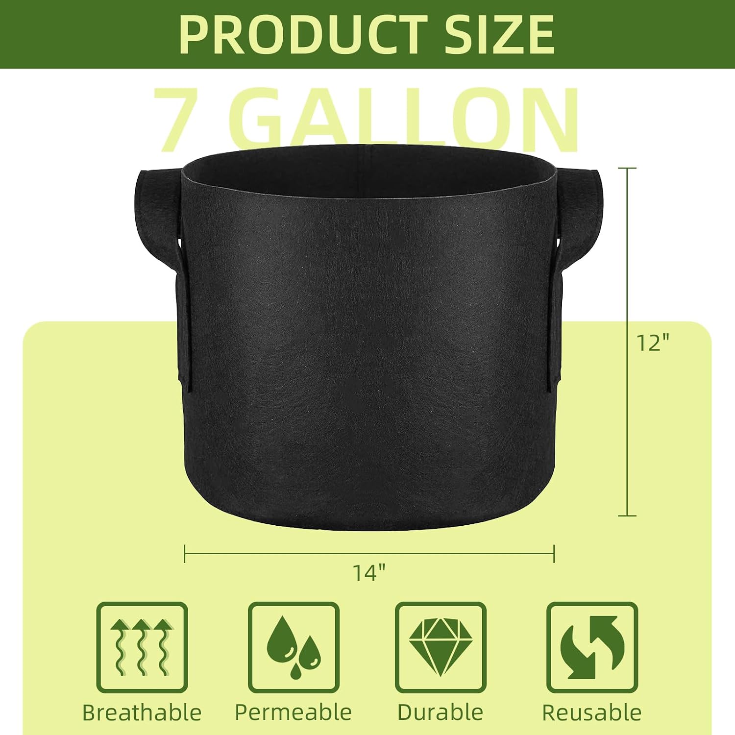 24 Pack 7 Gallon Grow Bags, Heavy Duty Thickened Aeration Fabric Pots with Handles for Vegetable/Flower/Plant