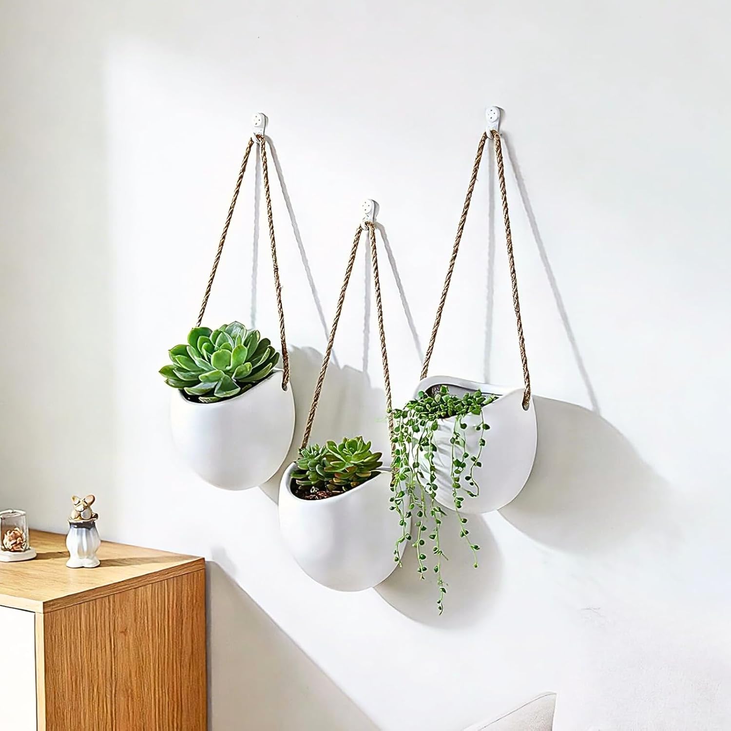 4 to 5 inch Ceramic Planters Wall Hanging Vases Decor - Set of 3 | Wall Decor for Home, Entryway, Hallway, Deck