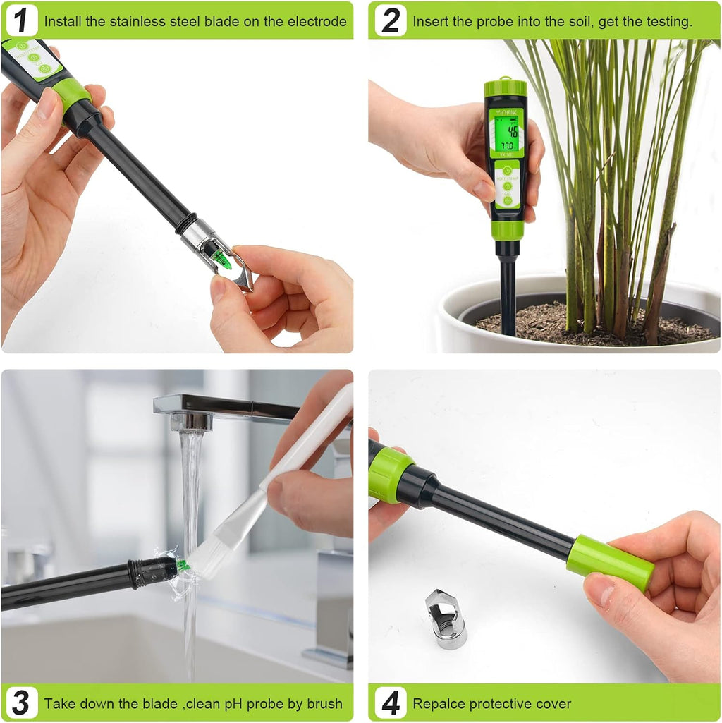 Digital Soil pH Meter for Gardeners, Soil Direct pH Tester for Plant Care, Measure pH of Solution Potting Soil Growing