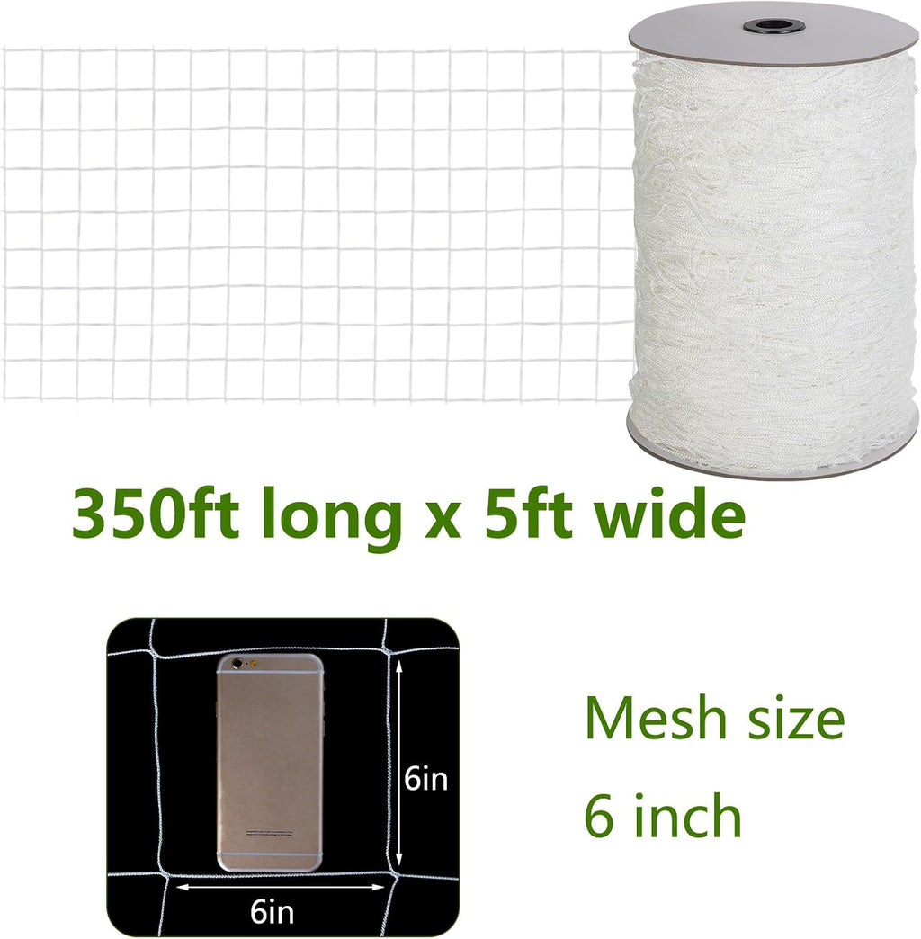 Toolazy Trellis Netting 5 x 350 ft - Heavy Duty Nylon Garden Netting with 6 Inch Mesh, Soft Plant Support Net for