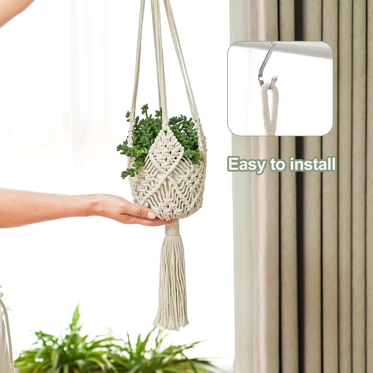 Hanging Planter with Patterns,4Packs Macrame Plant Hangers Indoor Macrame for up to 8 inch Pot Crochet Boho Plant
