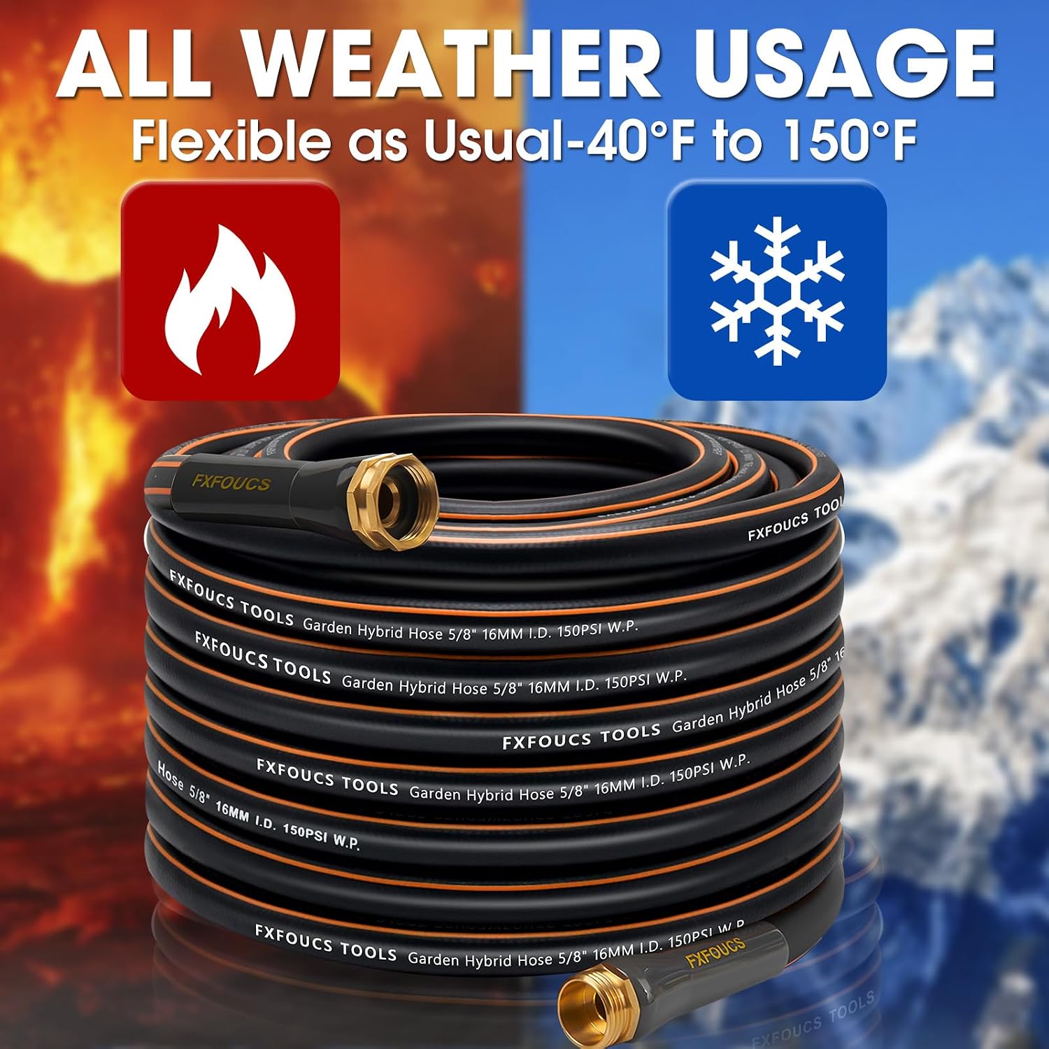 Heavy Duty Garden Hose – 5/8 Inch Flexible, Lightweight Hybrid Hose with 600 PSI Burst Pressure, Swivel Handle, and