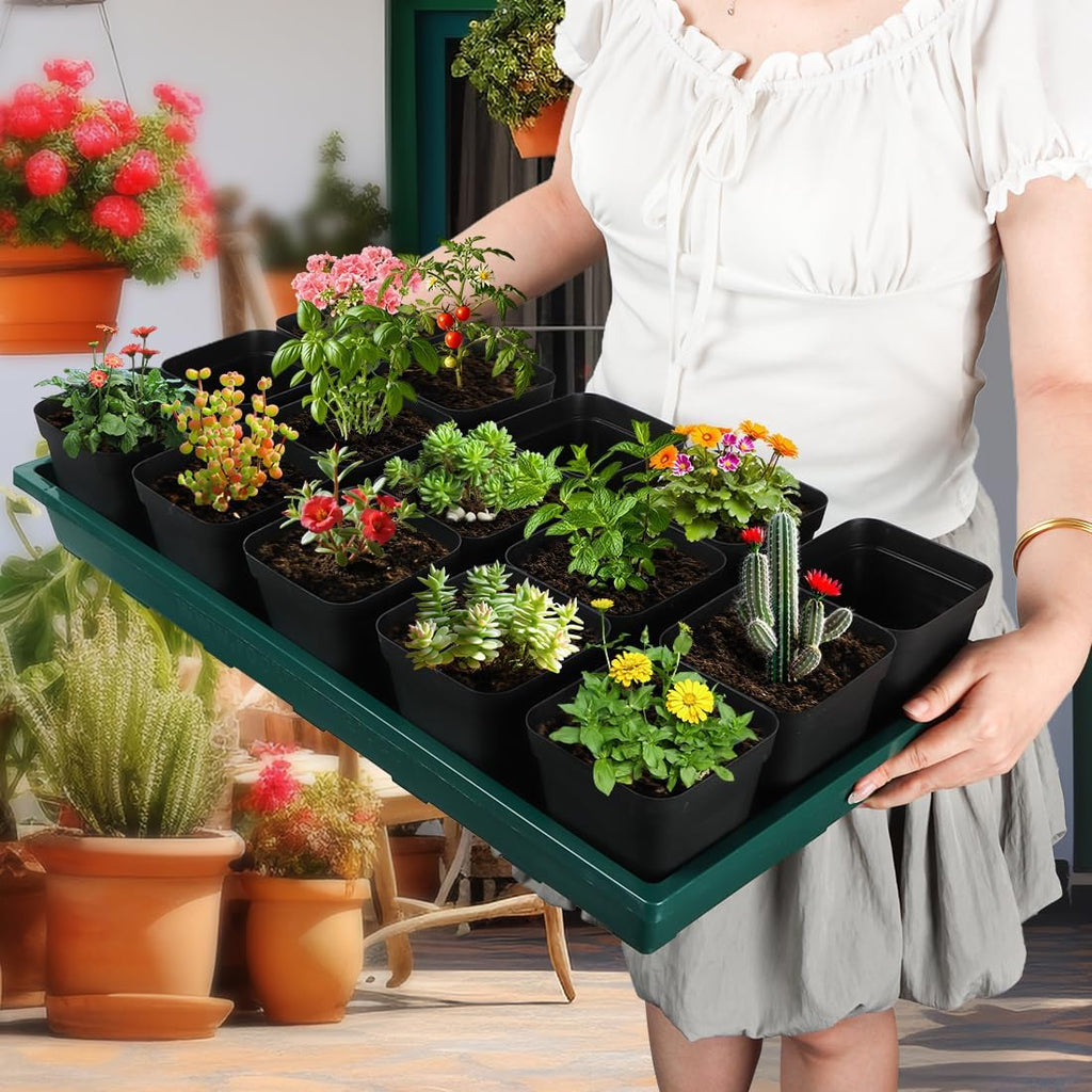 RooTrimmer 1020 Nursery Pots Trays 5 Pack, Plastic Flat Seed Starter Trays, Durable Seedling Potting Tray for Carrying