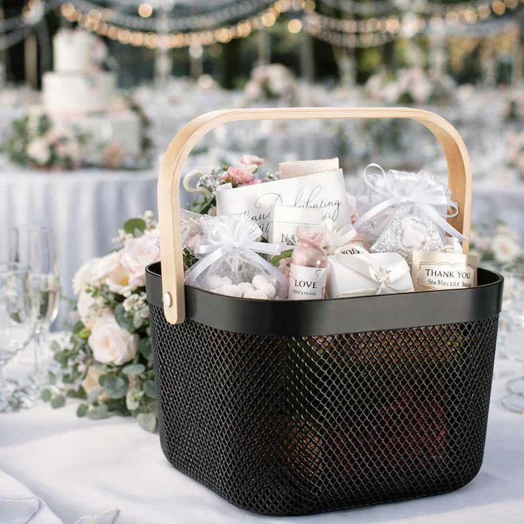 Roshtia 6 Pcs Plastic Mesh Storage Basket with Handle 9.8 x 10.2 x 7.1 Inch Garden Harvest Storage Basket Multi