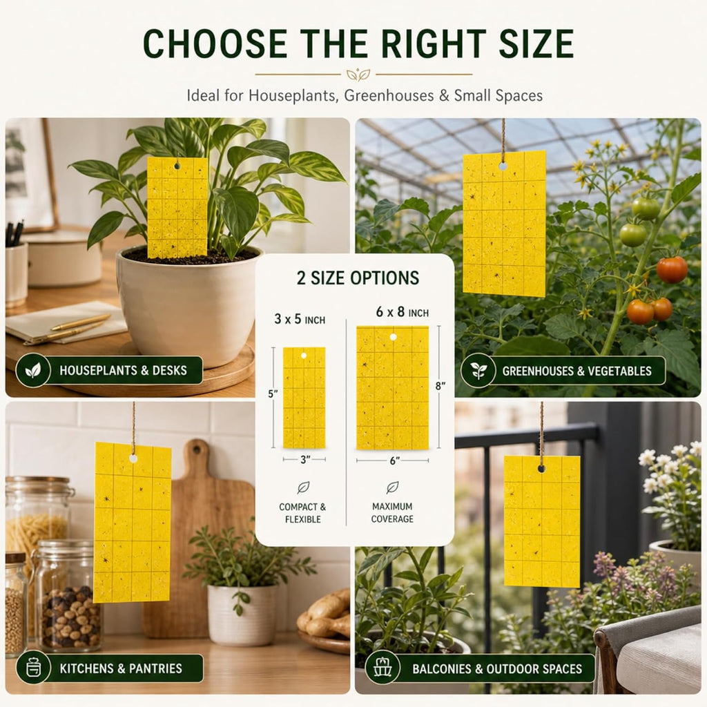 Qualirey 200 Pcs 6'' X 8'' Sticky Trap for Gnats Dual Side Sticky Fruit Fly Trap with Tie Plant for Flying Insect