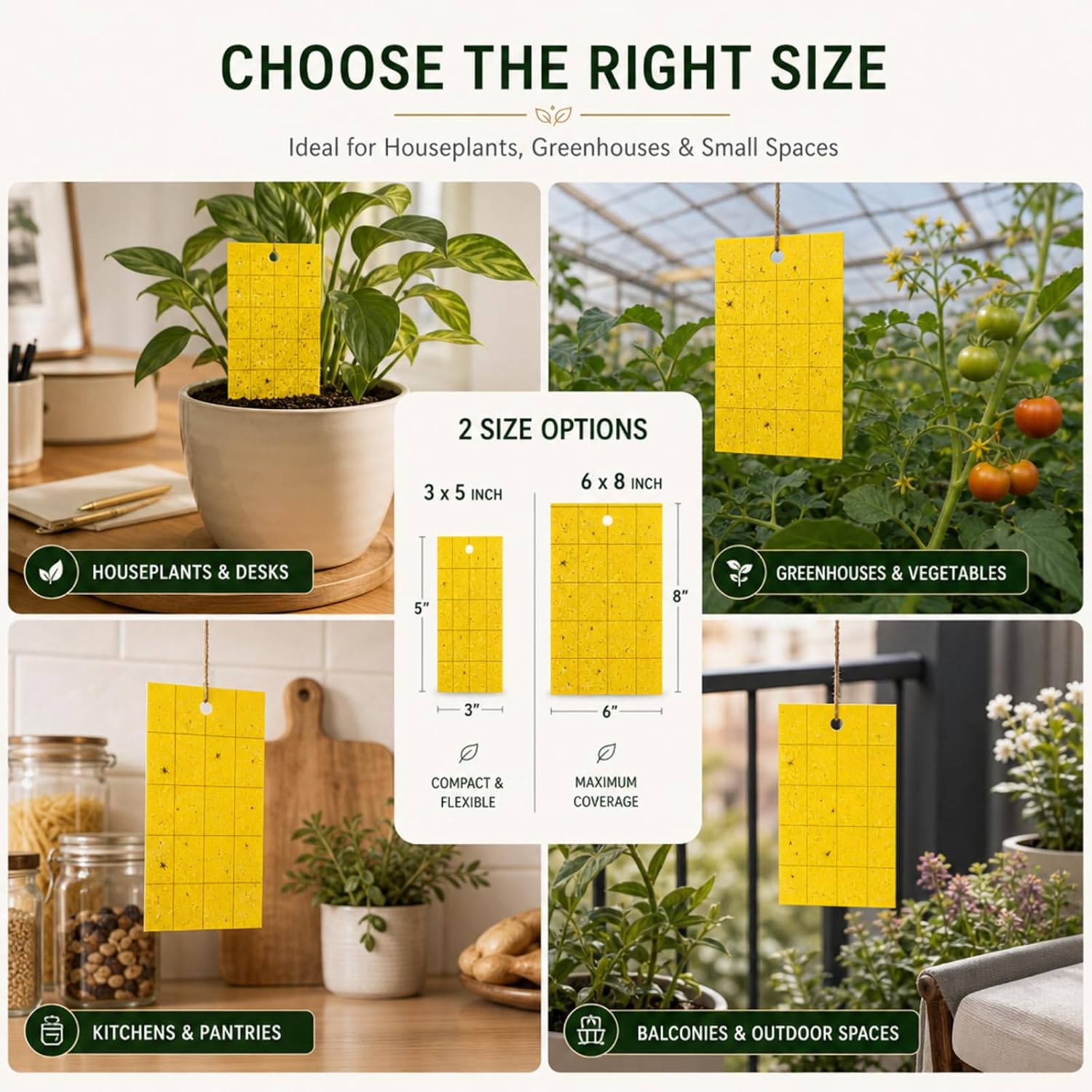 Qualirey 150 Pcs 6'' X 8'' Sticky Trap for Gnats Dual Side Sticky Fruit Fly Trap with Tie Plant for Flying Insect