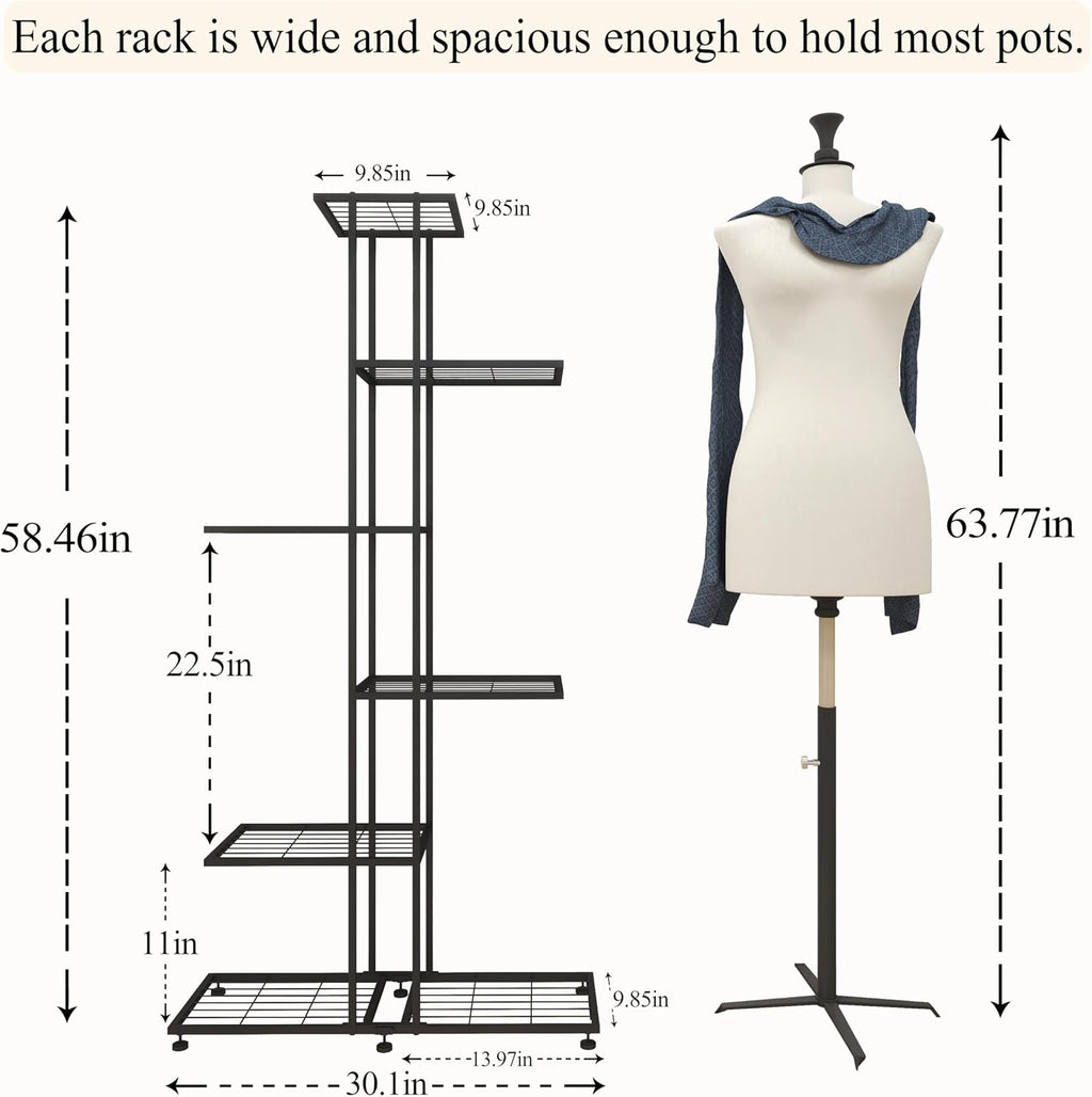 Plant Stand Indoor Outdoor Plant Stands for Patio 6 Tier Tall Plant Stand Metal Flower Shelf Multilayer Flower Holder