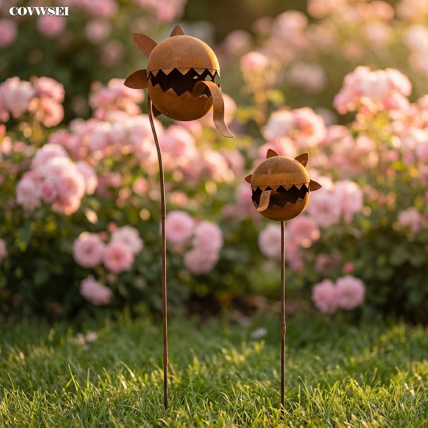 32 Inch Metal Flowers Venus Flytrap Carnivorous Plant Stake for Yard Art | Rusty Outdoor Metal Flowers - Venus Fly trap
