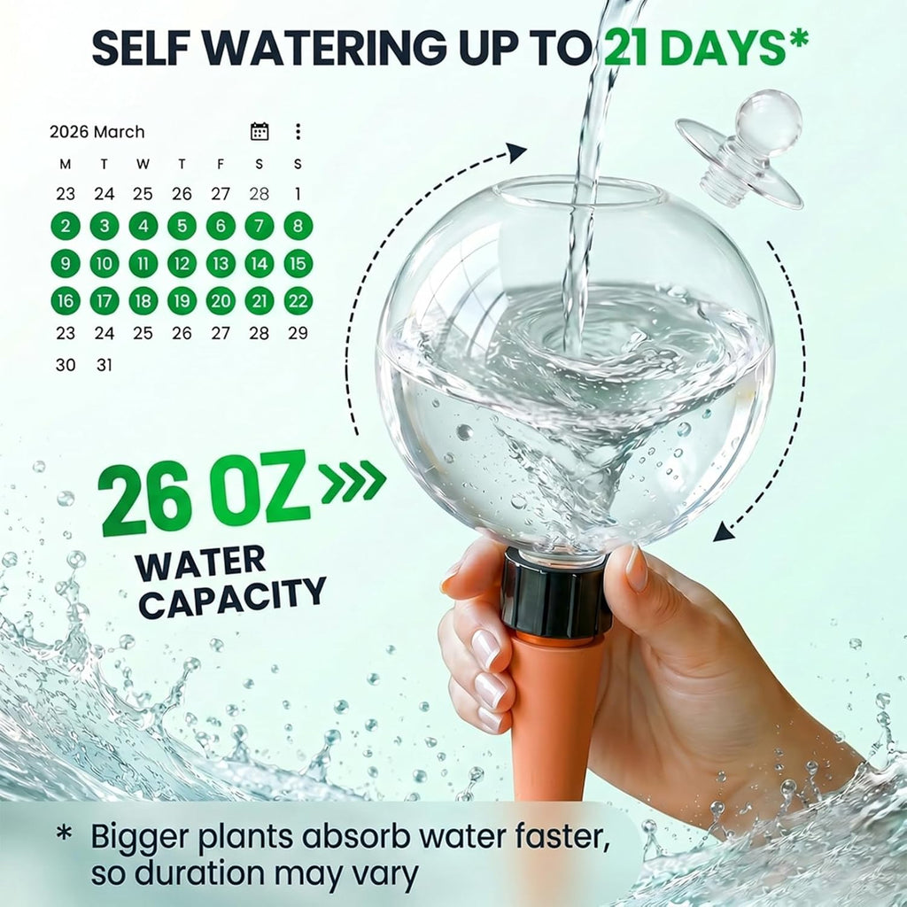 2 Pack 26 oz Extra Large Plant Self Watering Globes to 3 Weeks Watering | Shuomeng Extra Large Self Watering Globes