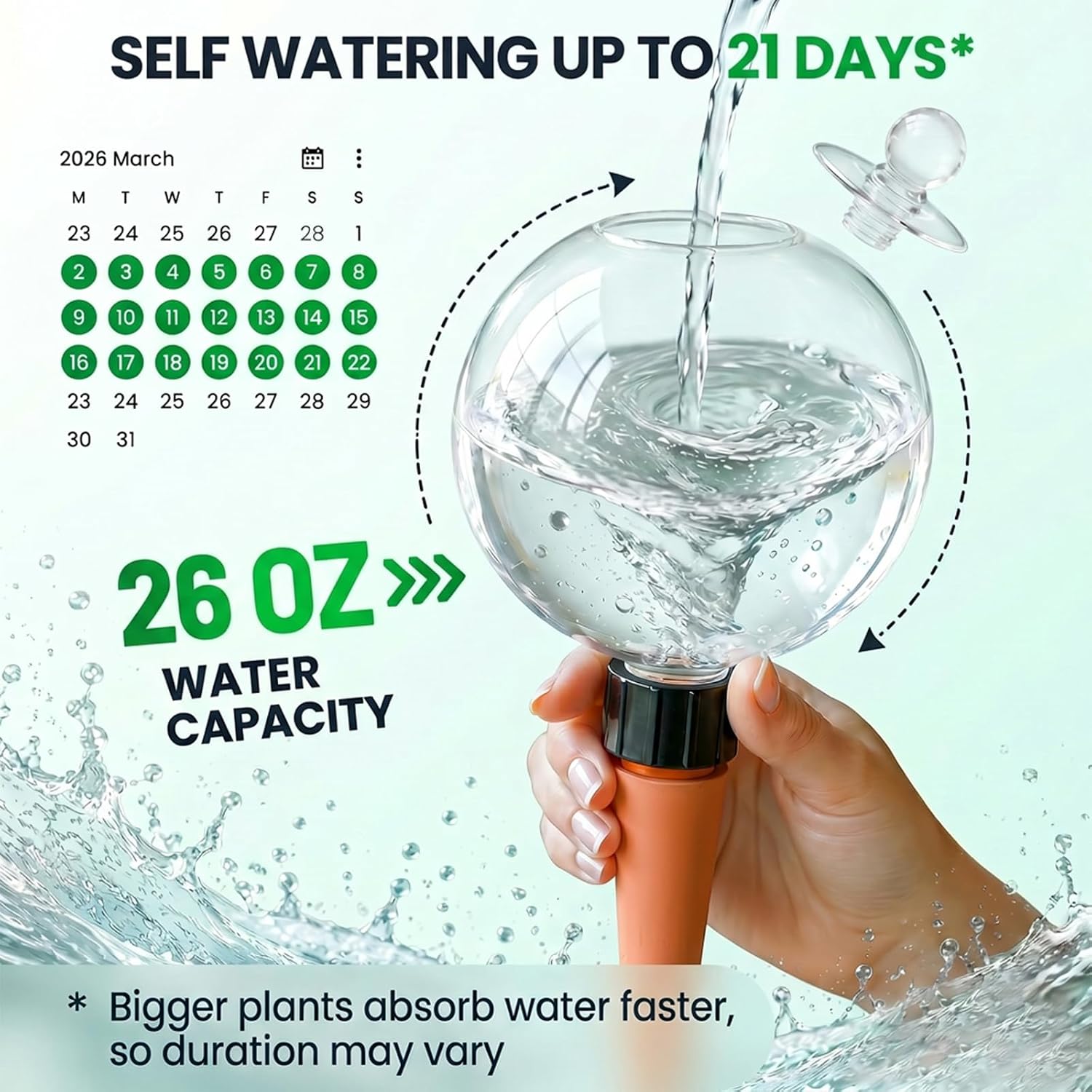 2 Pack 26 oz Extra Large Plant Self Watering Globes to 3 Weeks Watering | Shuomeng Extra Large Self Watering Globes