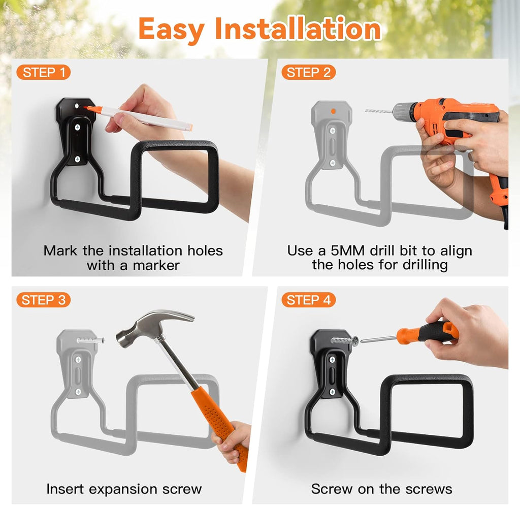 Hose Holder Stand Wall Mount, 2Pcs Heavy Duty Garden Hose Hanger Reel | Metal Water Pipe Tube Hooks Rack for Outside