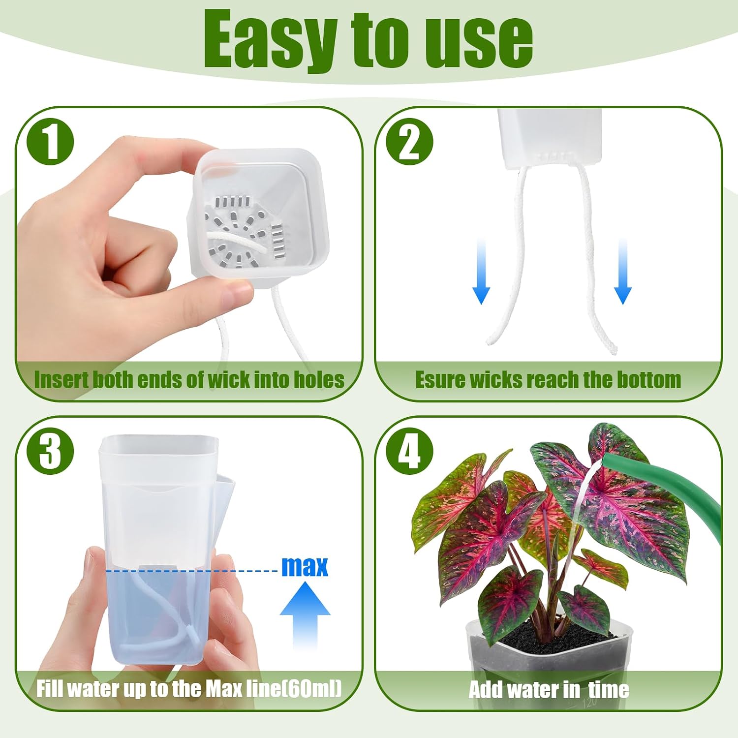 LemonRoad 20 Pack 2" Small Self Watering Pots for Indoor Plants | with 20 Plant Label, Mini Clear Plastic Planters with