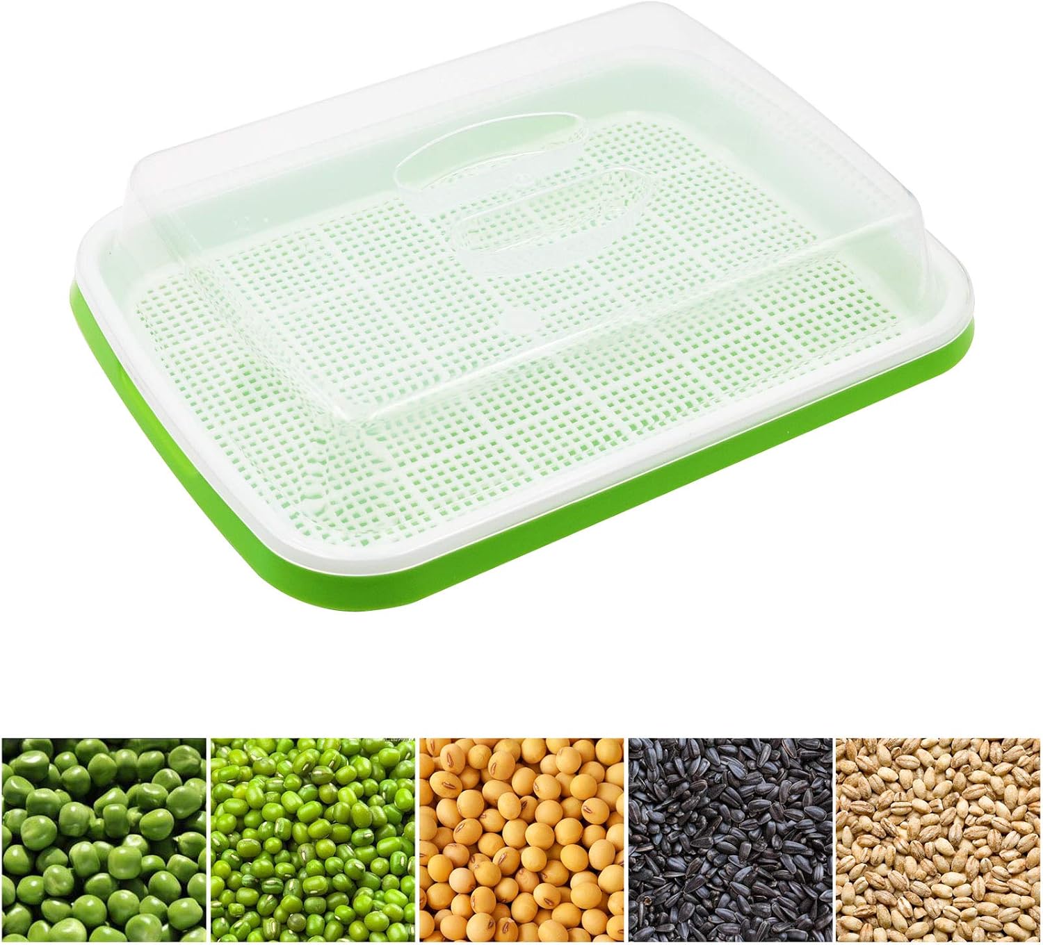 5 Layers Seed Sprouter Trays with Lids and Stainless Steel Shelf | Soil-Free Cultivation, BPA Free PP, Seed Starter