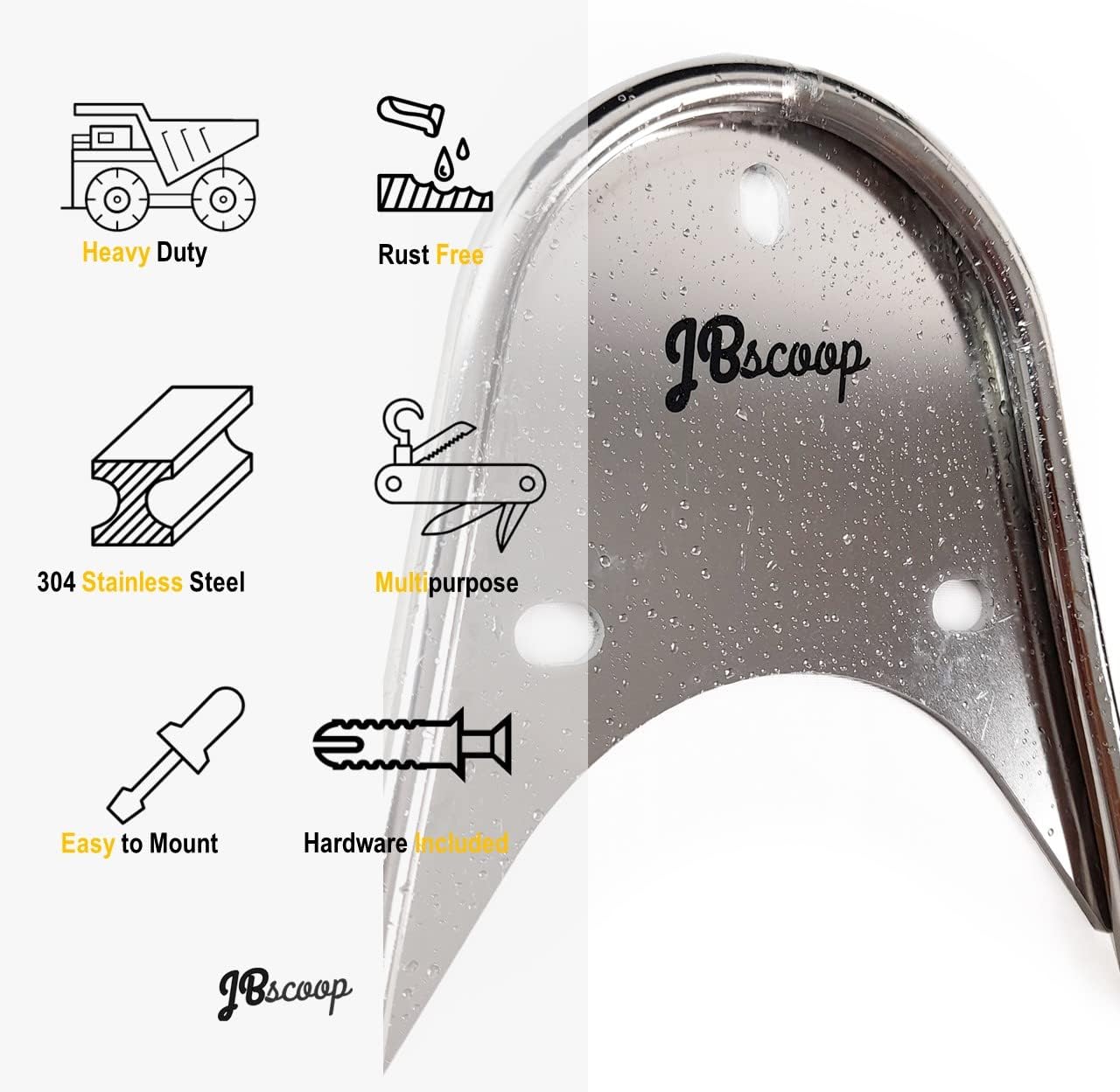 JBscoop Garden Hose Holder Stainless Steel Small Wall Mount Garden Hose Hook, Ideal for Water, Air, Hydraulic Hose