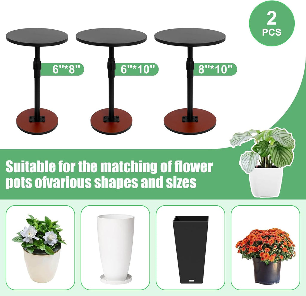 2 Pack Adjustable Plant Risers for Inside Pots, Pot Riser 13-21" Height | Planter Inserts for Tall, Square, Round and