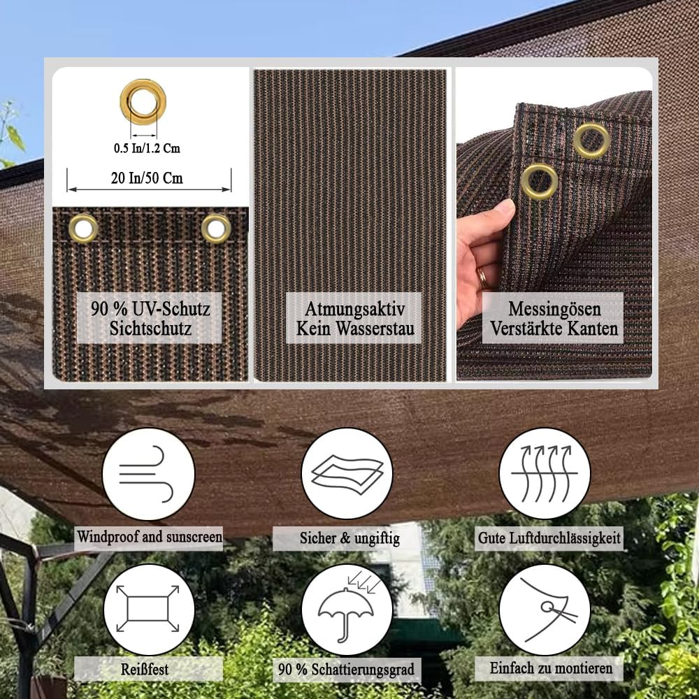 90% Sun Shade Cloth for Patio, 12x24 Ft Breathable Sunshade Fabric for Garden, UV Resisant & Privacy Protection Shade