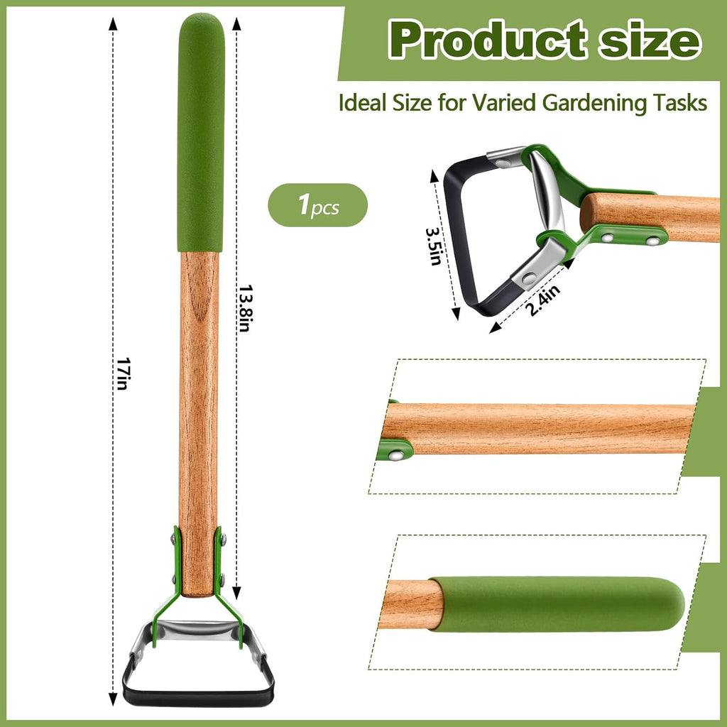 1 Pcs Mini Garden Hoes for Weeding Long Stirrup Hoe Tools Scuffle Garden Tool for Lawn Yard Weeding Gardening (Wood
