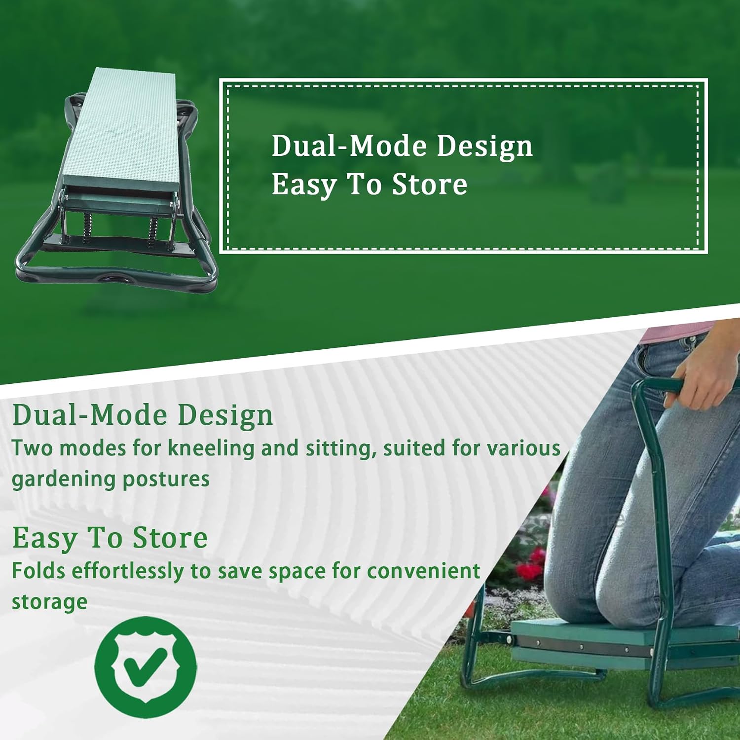 Garden Kneeler Seat Gardening Stool Bench Foldable Portable Knee Stools with Tool Bag Pouch Soft EVA Foam Kneeling Pad