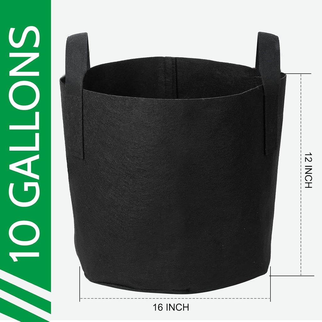24-Pack 10 Gallon Nonwoven Grow Bags, Plant Grow Bags，Heavy Duty Aeration Fabric Pots with Durable Handles, Come with