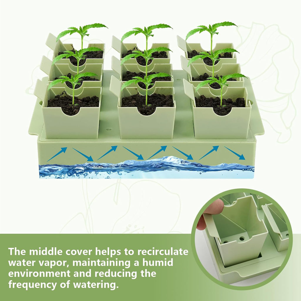 Seed Starter Tray with Lift-Out Handles for Easy Transplanting | 9 removable cells support individual care; reusable