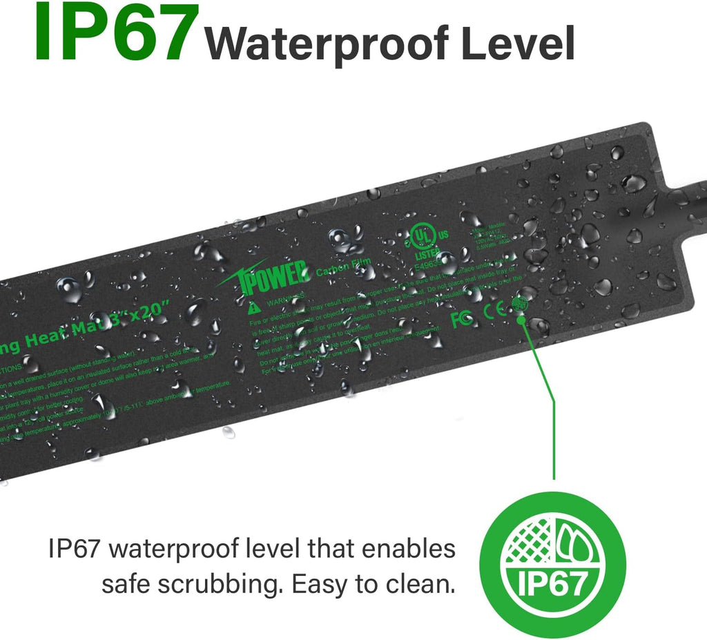 iPower 2 Pack 3" x 20" Seeding Heat Mat Durable Warm Hydroponic Plant Germination Starting Pad, Black