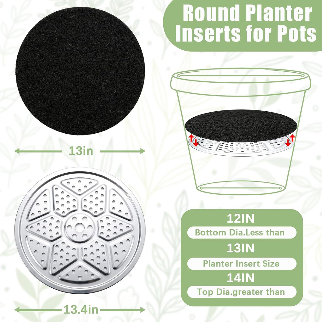 8PCS Round Planter Inserts, 13" Planter Pot Filler Insert for Large Tall Pots with Drainage Holes, Reusable Liner Use